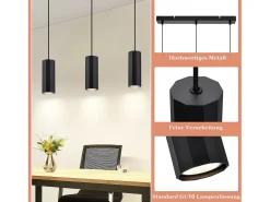 Sale NETTLIFE Lámpara colgante de metal diámetro 44 cm GU10 3 bombillas salón industrial moderno para interior cocina dormitorio Negro