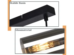Best NETTLIFE Lámpara colgante para mesa de comedor, E27, 4 llamas, LED ajustable, pantalla de cristal moderna Negro