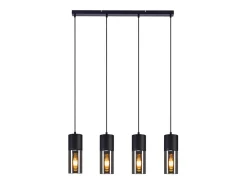 Best NETTLIFE Lámpara colgante para mesa de comedor, E27, 4 llamas, LED ajustable, pantalla de cristal moderna Negro