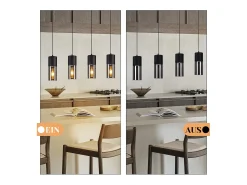 Best NETTLIFE Lámpara colgante para mesa de comedor, E27, 4 llamas, LED ajustable, pantalla de cristal moderna Negro