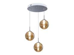 Discount NETTLIFE Lámpara colgante cristal ámbar, 28cm, G9, Ajustable en altura, 3 luces ámbar, Cocina, Salón, Dormitorio Marru00f3n