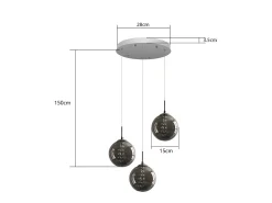 Discount NETTLIFE Lámpara colgante cristal ámbar, 28cm, G9, Ajustable en altura, 3 luces ámbar, Cocina, Salón, Dormitorio Marru00f3n