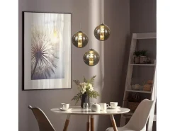 Discount NETTLIFE Lámpara colgante cristal ámbar, 28cm, G9, Ajustable en altura, 3 luces ámbar, Cocina, Salón, Dormitorio Marru00f3n