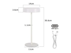 Discount NETTLIFE Lámpara de mesa con batería solar, lámpara de noche inalámbrica LED 3600mhA, recargable táctil, regulable, blanca con batería USB Blanco