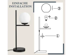 Best NETTLIFE lámpara de mesa de salón, lámpara de noche E27 negra moderna, diseño de vidrio vintage retró-industrial, lámpara de mesa con 1,5 m. Blanco