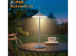 New NETTLIFE Lámpara de mesa inalámbrica, lámpara de noche LED con batería de 1800 mhA, recargable, táctil, regulable, moderna, IP44 con USB Gris