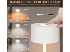Outlet NETTLIFE Lámpara de mesa LED inalámbrica (paquete de 2): lámpara de mesa regulable al tacto con 3 temperaturas de color, altura ajustable, USB Blanco