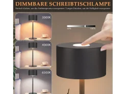 Outlet NETTLIFE Lámpara de mesa LED inalámbrica (paquete de 2): lámpara de mesa regulable al tacto con 3 temperaturas de color, altura ajustable, USB Negro
