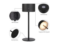 Outlet NETTLIFE Lámpara de mesa LED inalámbrica (paquete de 2): lámpara de mesa regulable al tacto con 3 temperaturas de color, altura ajustable, USB Negro