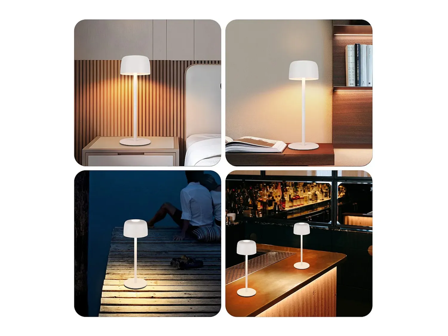 New NETTLIFE Lámpara de mesa LED inalámbrica, lámpara de noche continua con batería Blanco