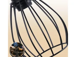 Sale NETTLIFE Lámpara de mesa salón vintage madera: lámpara de noche negra 1 luz diseño industrial metal casquillo e27 sin bombilla Negro
