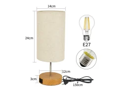 Sale NETTLIFE Lámpara de mesa táctil regulable E27, lámpara de noche sala, pantalla en tela moderna. Marru00f3n