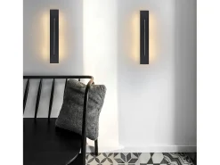 Sale NETTLIFE Lámpara de pared interior Lámpara de pared LED 30 CM Lámpara de pasillo moderna Lámpara de escalera negra de dormitorio blanco cálido 8 W Negro