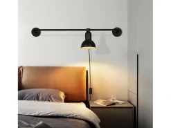 NETTLIFE, lámpara de pasillo vintage de metal con aplicación interna negra E27, lámpara de jaula de escalera de diseño indirecto giratoria.