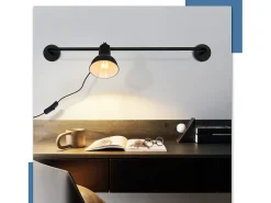 NETTLIFE, lámpara de pasillo vintage de metal con aplicación interna negra E27, lámpara de jaula de escalera de diseño indirecto giratoria.