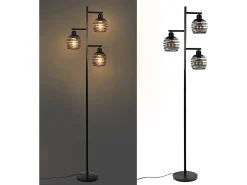 NETTLIFE Lámpara De Pie^Lámpara de pie de salón vintage - e27 3 llamas 25W lámpara de pie negra industrial 152CM con interruptor de pie Negro
