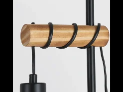 NETTLIFE Lámpara De Pie^Lámpara de pie de madera Lámpara de pie vintage: Lámpara de salón negra Lámpara de pie con casquillo E27 146 cm (sin bombilla) Negro