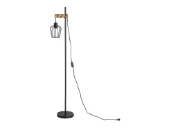 NETTLIFE Lámpara De Pie^Lámpara de pie de madera Lámpara de pie vintage: Lámpara de salón negra Lámpara de pie con casquillo E27 146 cm (sin bombilla) Negro