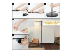 NETTLIFE Lámpara de pie E27 Lámpara de pie interruptor de pie 166cm pantalla de tela de diseño máx. 40W - sin bombilla