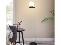 Discount NETTLIFE Lámpara de Pie Industrial - Moderna Negra con Interruptor de Pie Diseño de Metal Lámpara de Pie de Vidrio E27 Vintage Cable de 2M Blanco