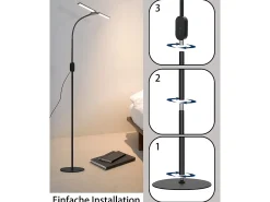 Outlet NETTLIFE Lámpara de pie LED regulable - negra para salón 158 cm Lámpara de pie táctil moderna 9 W con temporizador y función de memoria Negro