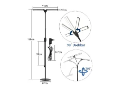 Outlet NETTLIFE Lámpara de pie LED regulable - negra para salón 158 cm Lámpara de pie táctil moderna 9 W con temporizador y función de memoria Negro