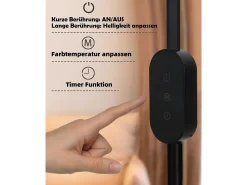 Outlet NETTLIFE Lámpara de pie LED regulable - negra para salón 158 cm Lámpara de pie táctil moderna 9 W con temporizador y función de memoria Negro