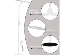 NETTLIFE Lámpara de pie LED para sala de estar regulable - Lámpara de pie táctil ajustable moderna de 158 cm 9 W con temporizador y función de memoria