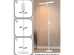 NETTLIFE Lámpara de pie LED para sala de estar regulable - Lámpara de pie táctil ajustable moderna de 158 cm 9 W con temporizador y función de memoria