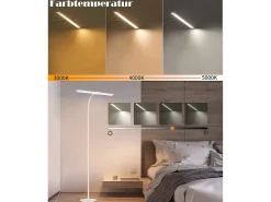 NETTLIFE Lámpara de pie LED para sala de estar regulable - 156 CM moderna con control táctil de 10 W con temporizador con cuello de cisne ajustable