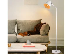 New NETTLIFE Lámpara de Pie para Salón, Lámpara de Pie Vintage - 166cm, Diseño Retro, Lámpara de Pie de Metal con Casquillo E27, Máximo 40W Blanco