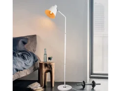 New NETTLIFE Lámpara de Pie para Salón, Lámpara de Pie Vintage - 166cm, Diseño Retro, Lámpara de Pie de Metal con Casquillo E27, Máximo 40W Blanco