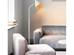New NETTLIFE Lámpara de Pie para Salón, Lámpara de Pie Vintage - 166cm, Diseño Retro, Lámpara de Pie de Metal con Casquillo E27, Máximo 40W Blanco