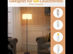 NETTLIFE Lámpara de pie vintage, lámpara de pie para salón, lámpara de pie, lámpara de pie con pantalla de papel blanco, lámpara de pie para salón, lámpara G9