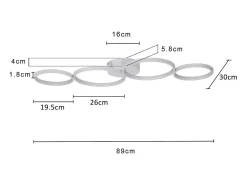 NETTLIFE Plafón^Lámpara de Techo LED Redonda Moderna Cálido 3000K Anillo 37W 89cm Lámpara de Escritorio para Dormitorio Sala de Estar Oficina Blanco