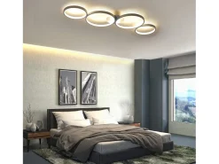 NETTLIFE Plafón^Lámpara de Techo LED Redonda Moderna Cálido 3000K Anillo 37W 89cm Lámpara de Escritorio para Dormitorio Sala de Estar Oficina Blanco