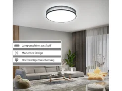 Outlet NETTLIFE Lámpara de Techo LED 38W Redonda Moderna Regulable con Control Remoto Lámpara de Dormitorio con Pantalla de Tela Lámpara de para Gris