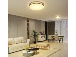 Outlet NETTLIFE Lámpara de Techo LED 38W Redonda Moderna Regulable con Control Remoto Lámpara de Dormitorio con Pantalla de Tela Lámpara de para Gris