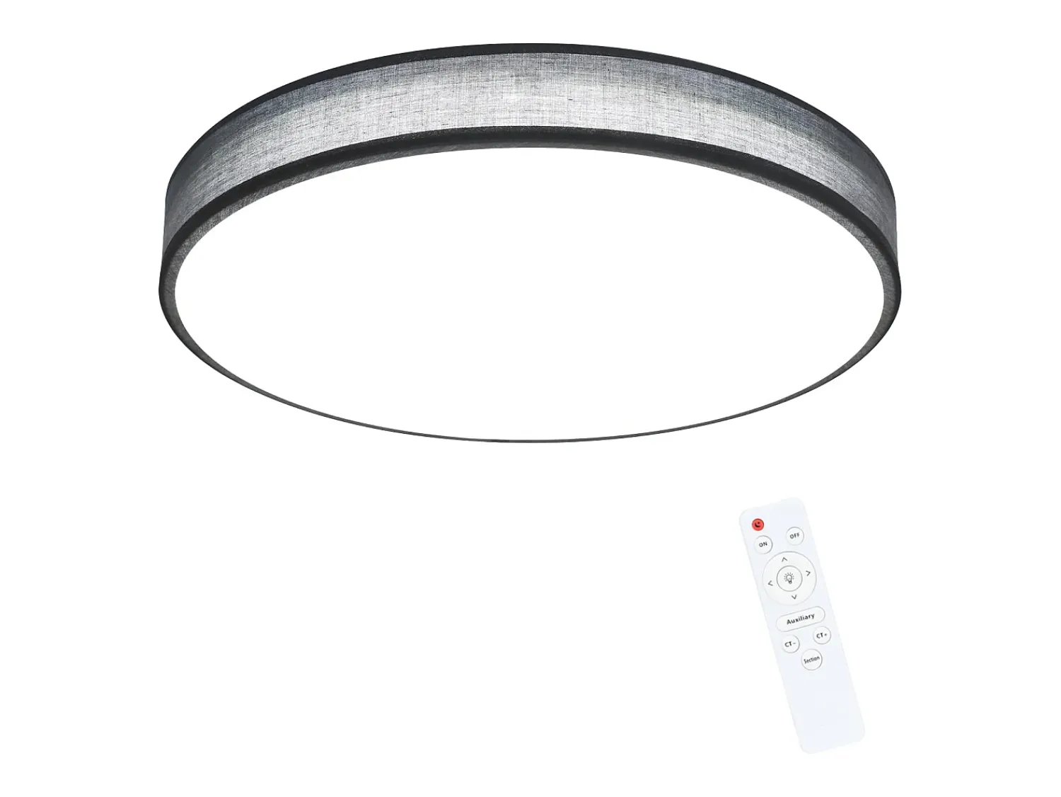 Outlet NETTLIFE Lámpara de Techo LED 38W Redonda Moderna Regulable con Control Remoto Lámpara de Dormitorio con Pantalla de Tela Lámpara de para Gris