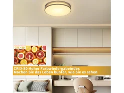 Outlet NETTLIFE Lámpara de Techo LED 38W Redonda Moderna Regulable con Control Remoto Lámpara de Dormitorio con Pantalla de Tela Lámpara de para Gris