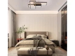 NETTLIFE. Lámpara de techo LED regulable: lámpara de techo de 65 cm de largo, color negro, lámpara para salón de 65 W, moderna,