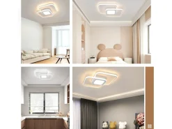 Outlet NETTLIFE Lámpara de Techo LED 48W Metal Regulable Moderna con Mando a Distancia para Dormitorio Salón Cocina Comedor Blanco