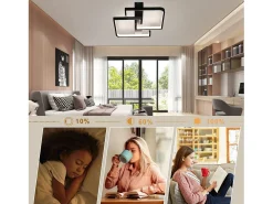 Online NETTLIFE Lámpara de Techo LED 45W Metal 60CM Salón Regulable con Mando a Distancia Diseño Moderno para Dormitorio Comedor Estudio Cocina Negro