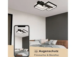 Online NETTLIFE Lámpara de Techo LED 45W Metal 60CM Salón Regulable con Mando a Distancia Diseño Moderno para Dormitorio Comedor Estudio Cocina Negro