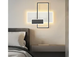 Outlet NETTLIFE Lámpara de techo LED Lámpara de techo para sala de estar Regulable 62W con 2 focos de techo Negro con control remoto Acrílico moderno Blanco