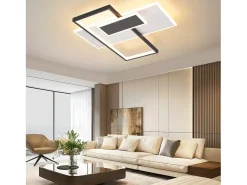 Outlet NETTLIFE Lámpara de techo LED Lámpara de techo para sala de estar Regulable 62W con 2 focos de techo Negro con control remoto Acrílico moderno Blanco