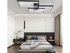 Clearance NETTLIFE Lámpara de Techo LED Metal 72W 80CM Lámpara de Salón Moderna Regulable con Control Remoto Diseño Rectangular para Cocinas Negro