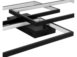 Clearance NETTLIFE Lámpara de Techo LED Metal 72W 80CM Lámpara de Salón Moderna Regulable con Control Remoto Diseño Rectangular para Cocinas Negro