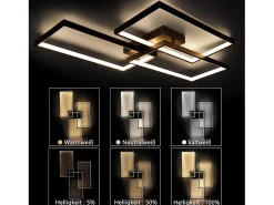 Clearance NETTLIFE Lámpara de Techo LED Metal 72W 80CM Lámpara de Salón Moderna Regulable con Control Remoto Diseño Rectangular para Cocinas Negro