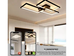 Clearance NETTLIFE Lámpara de Techo LED Metal 72W 80CM Lámpara de Salón Moderna Regulable con Control Remoto Diseño Rectangular para Cocinas Negro